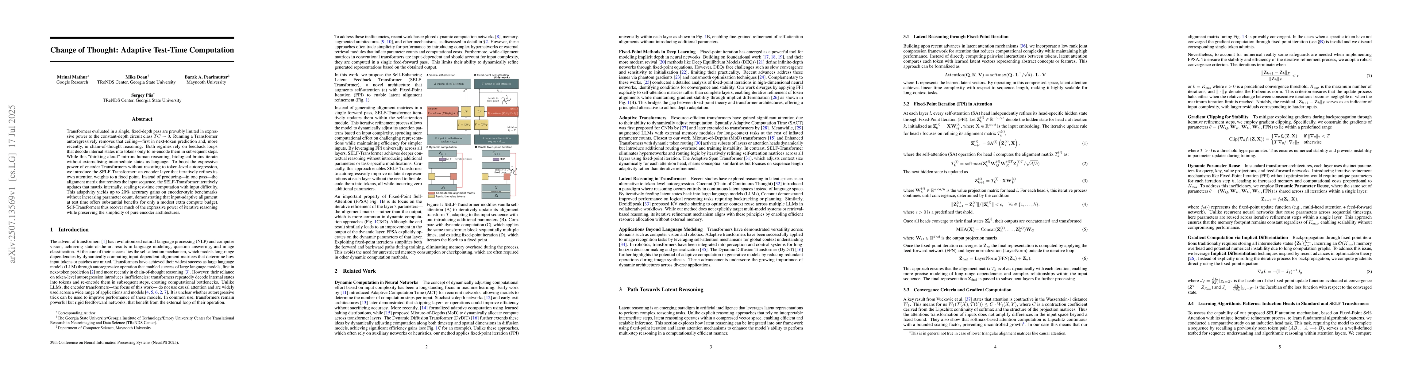 Thumbnail for Change of Thought: Adaptive Test-Time Computation