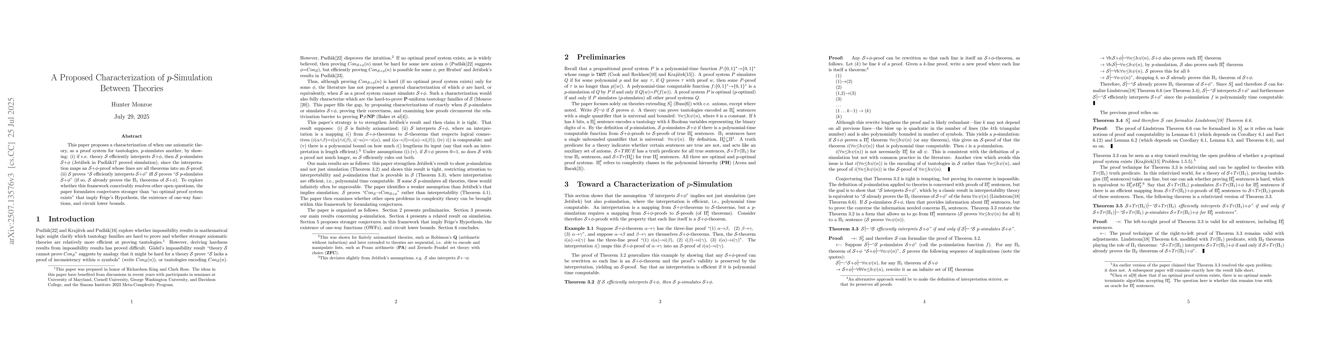 Thumbnail for Characterizing p-Simulation Between Theories
