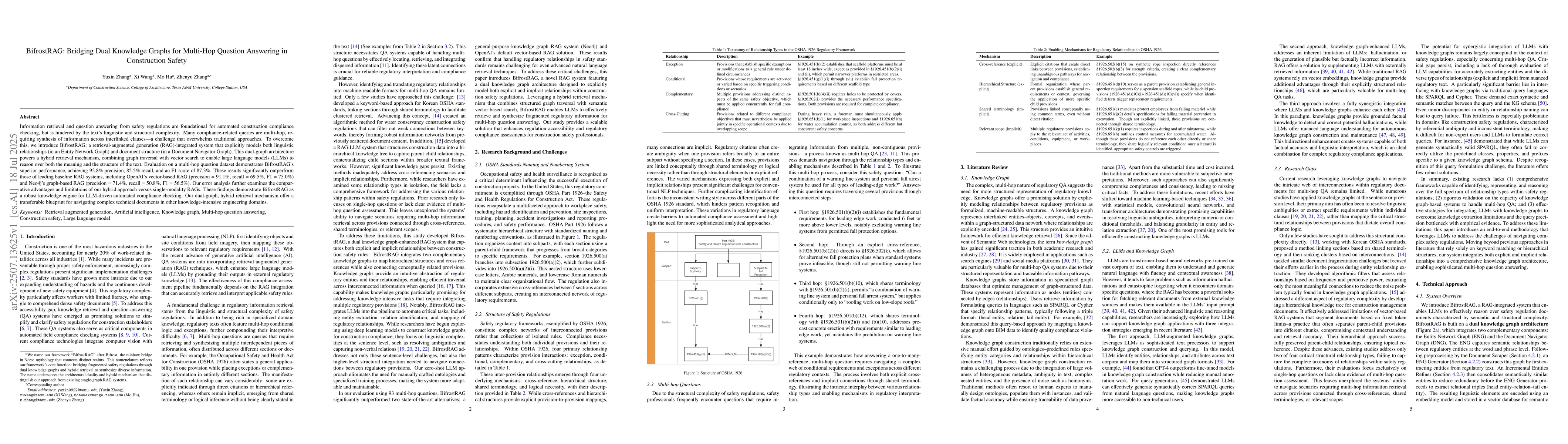 Thumbnail for BifrostRAG: Bridging Dual Knowledge Graphs for Multi-Hop Question
  Answering in Construction Safety