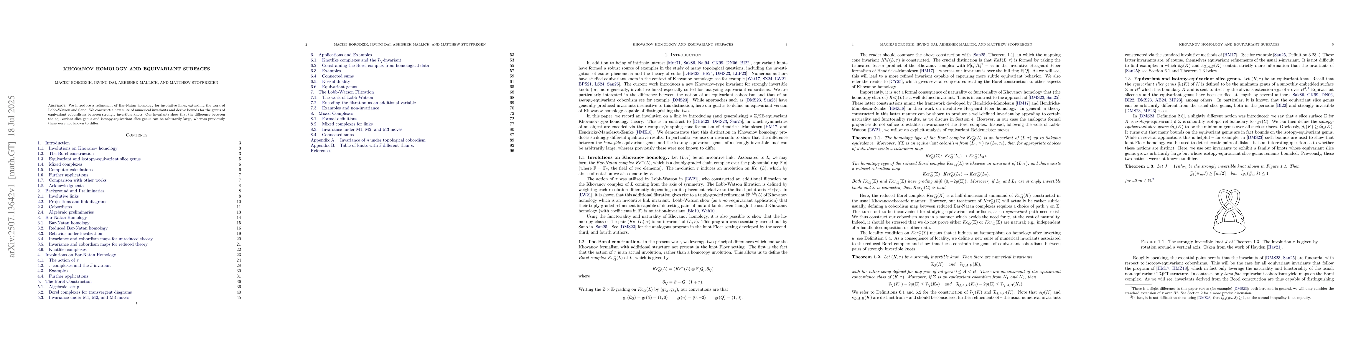 Thumbnail for Khovanov homology and equivariant surfaces