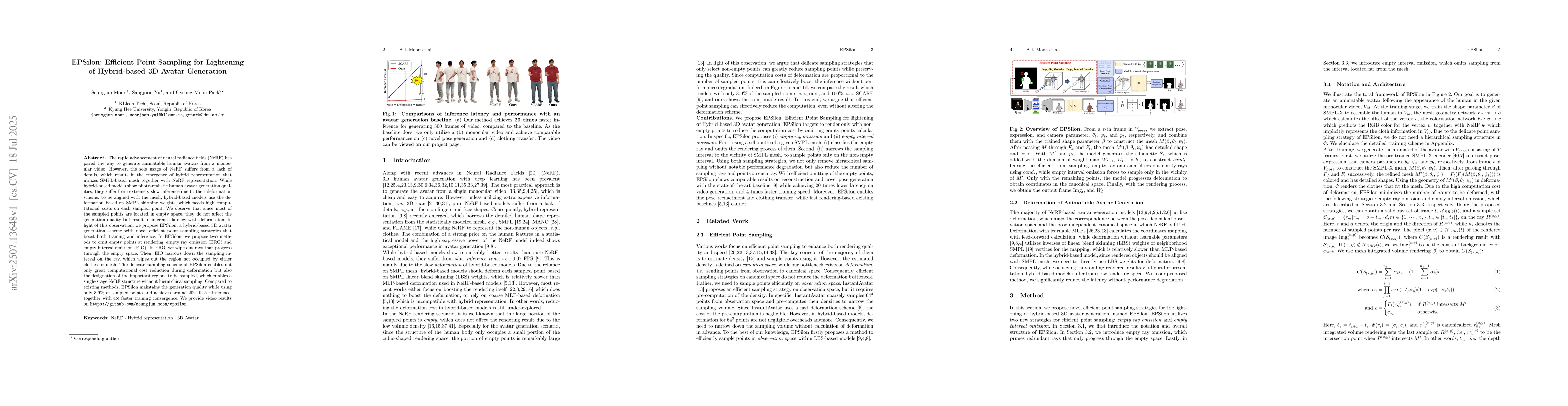 Thumbnail for EPSilon: Efficient Point Sampling for Lightening of Hybrid-based 3D
  Avatar Generation