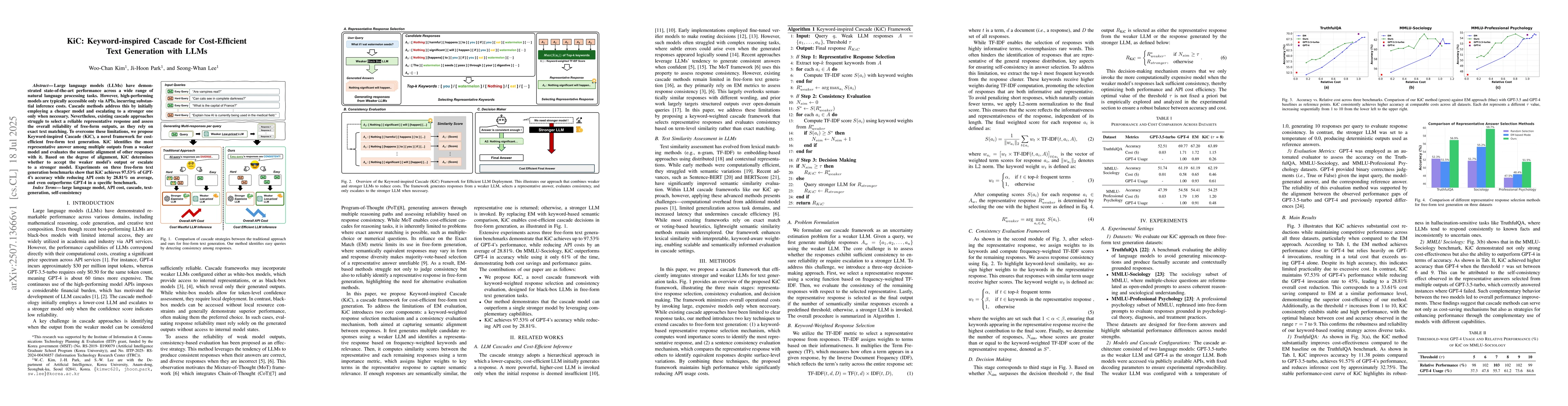 Thumbnail for KiC: Keyword-inspired Cascade for Cost-Efficient Text Generation with
  LLMs