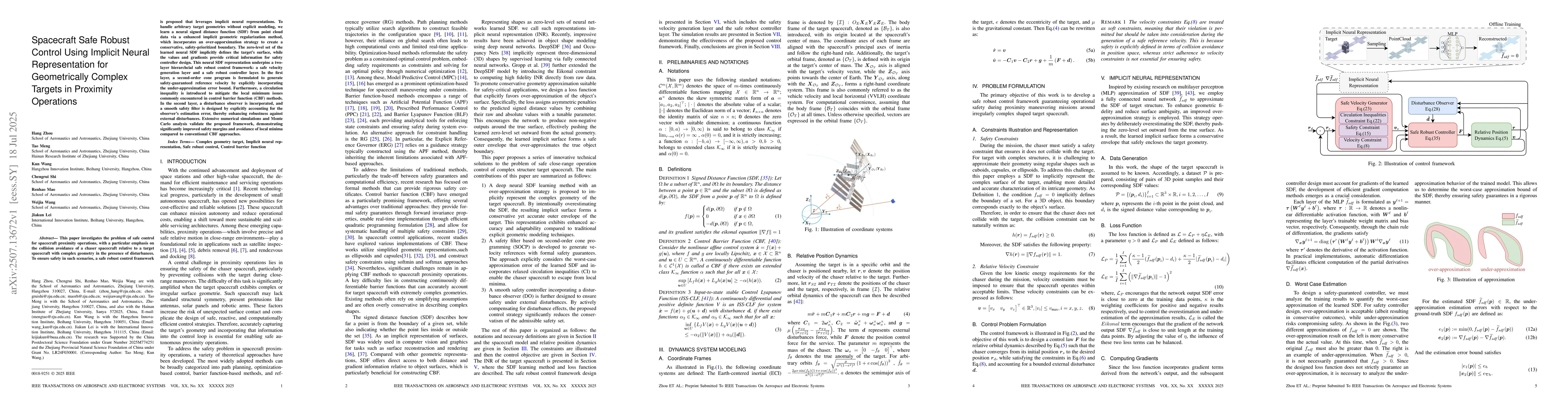 Thumbnail for Spacecraft Safe Robust Control Using Implicit Neural Representation for
  Geometrically Complex Targets in Proximity Operations