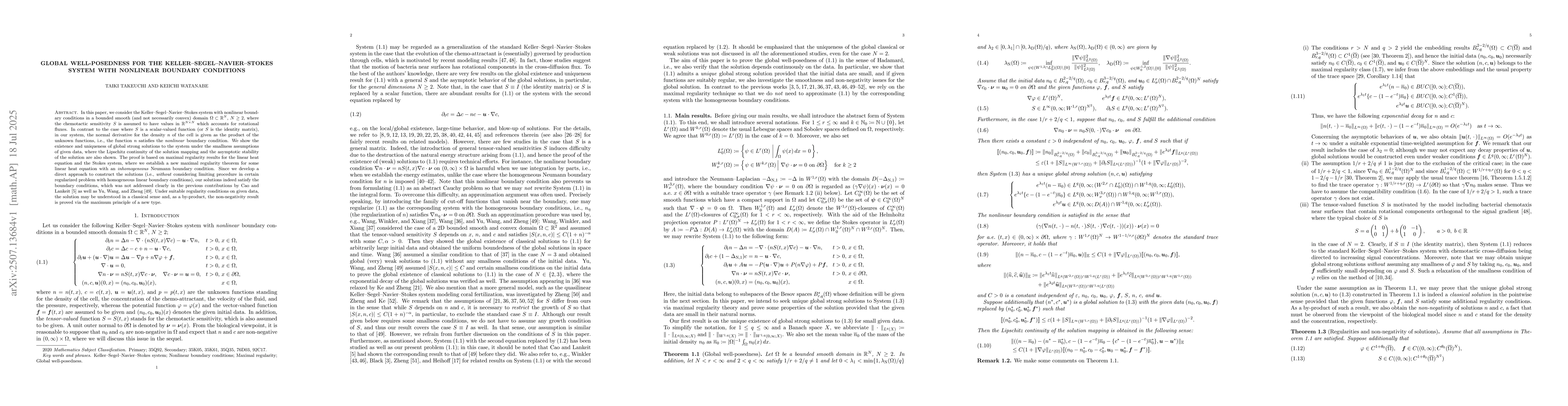 Thumbnail for Global well-posedness for the Keller--Segel--Navier--Stokes system with
  nonlinear boundary conditions