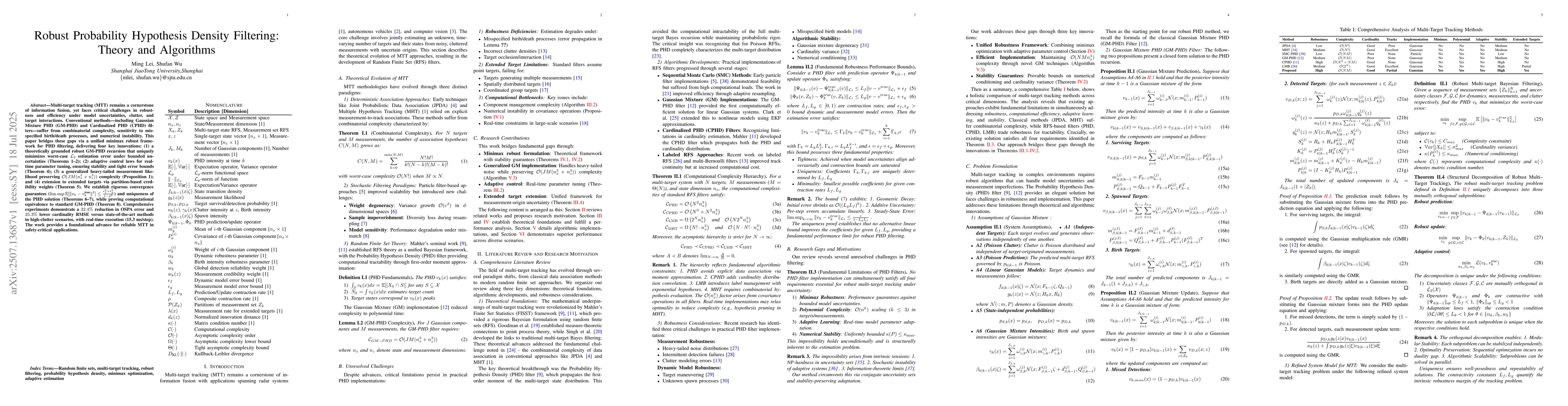 Thumbnail for Robust Probability Hypothesis Density Filtering: Theory and Algorithms