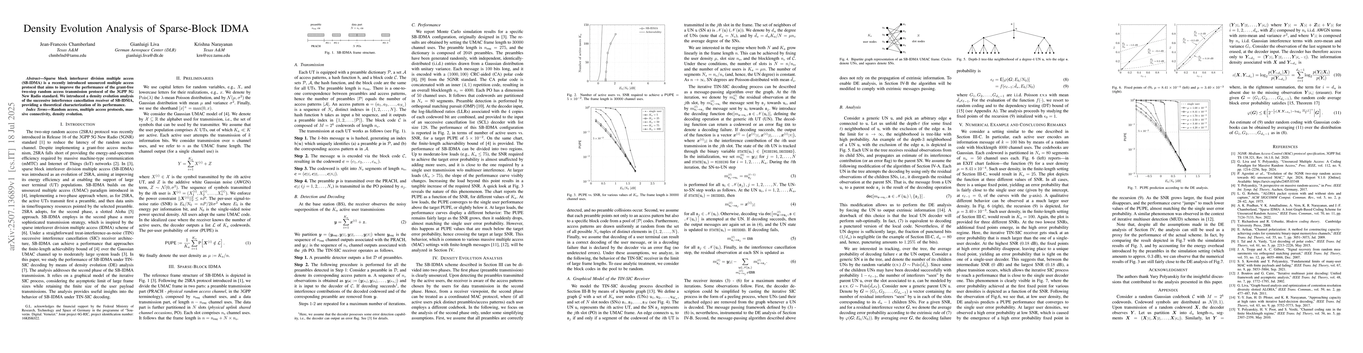 Thumbnail for Density Evolution Analysis of Sparse-Block IDMA