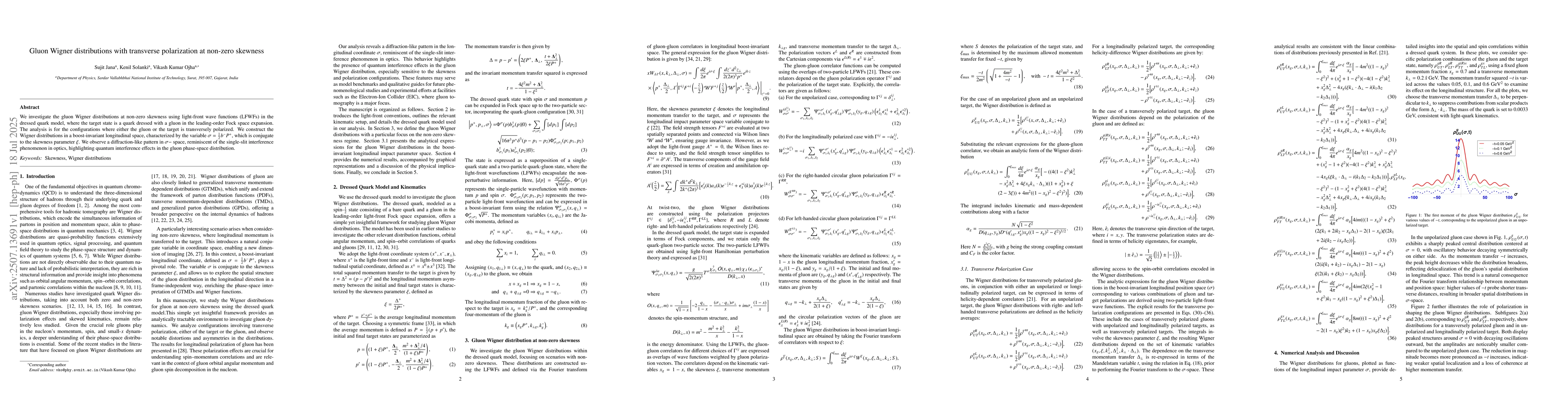 Thumbnail for Gluon Wigner distributions with transverse polarization at non-zero
  skewness