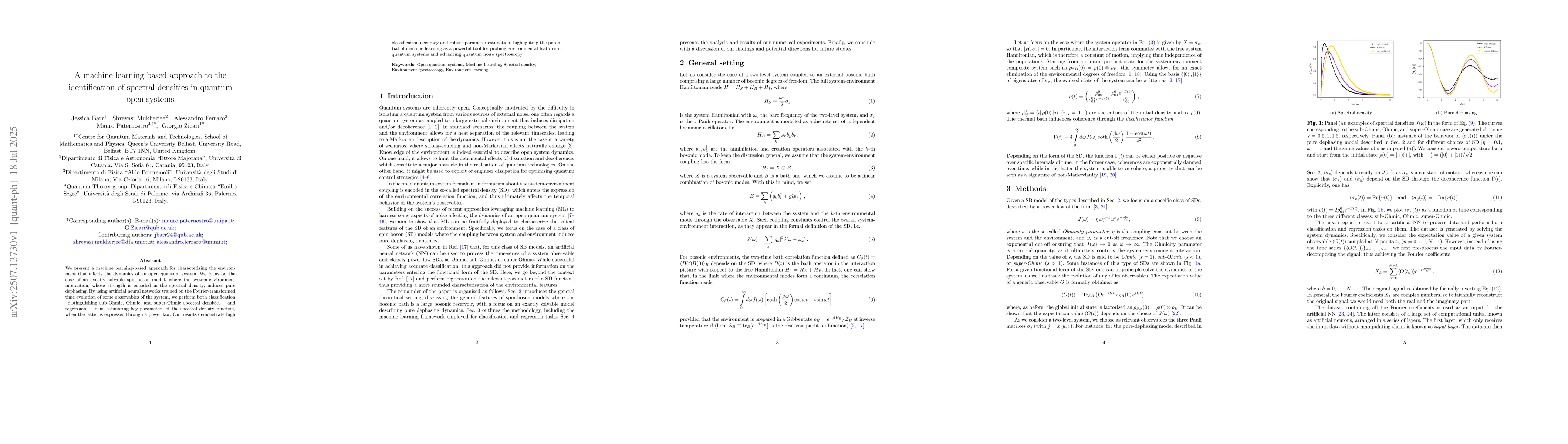 Thumbnail for A machine learning based approach to the identification of spectral
  densities in quantum open systems