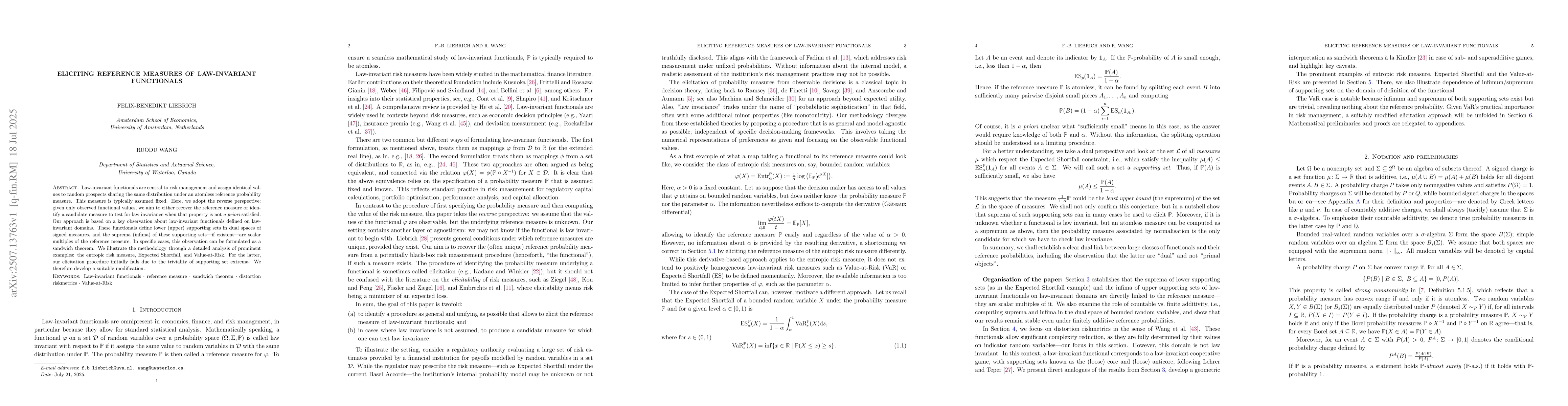 Thumbnail for Eliciting reference measures of law-invariant functionals