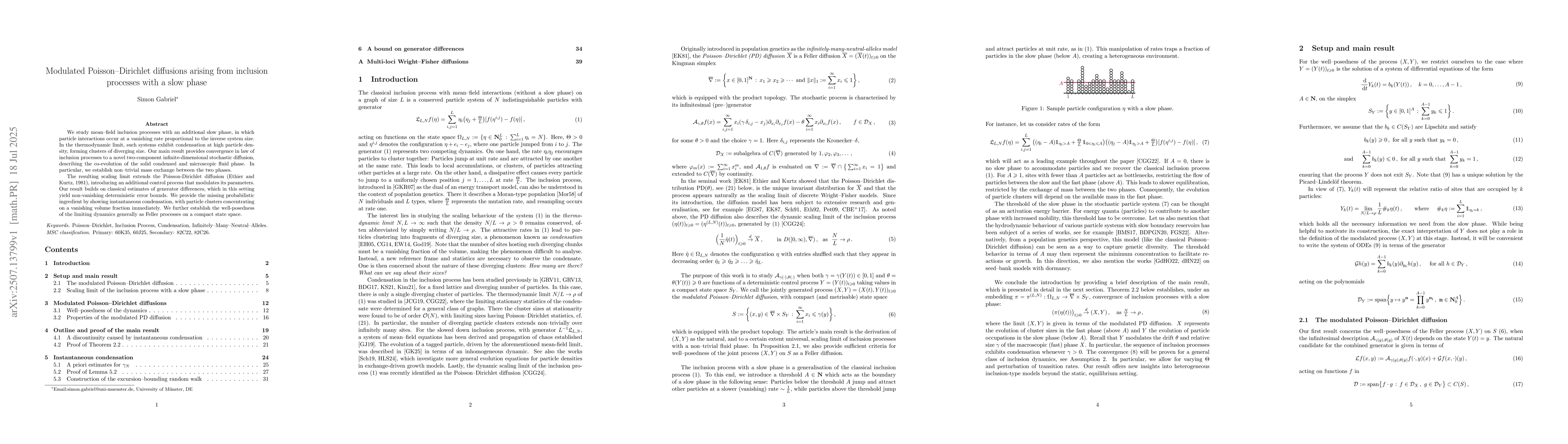 Thumbnail for Modulated Poisson-Dirichlet diffusions arising from inclusion processes
  with a slow phase