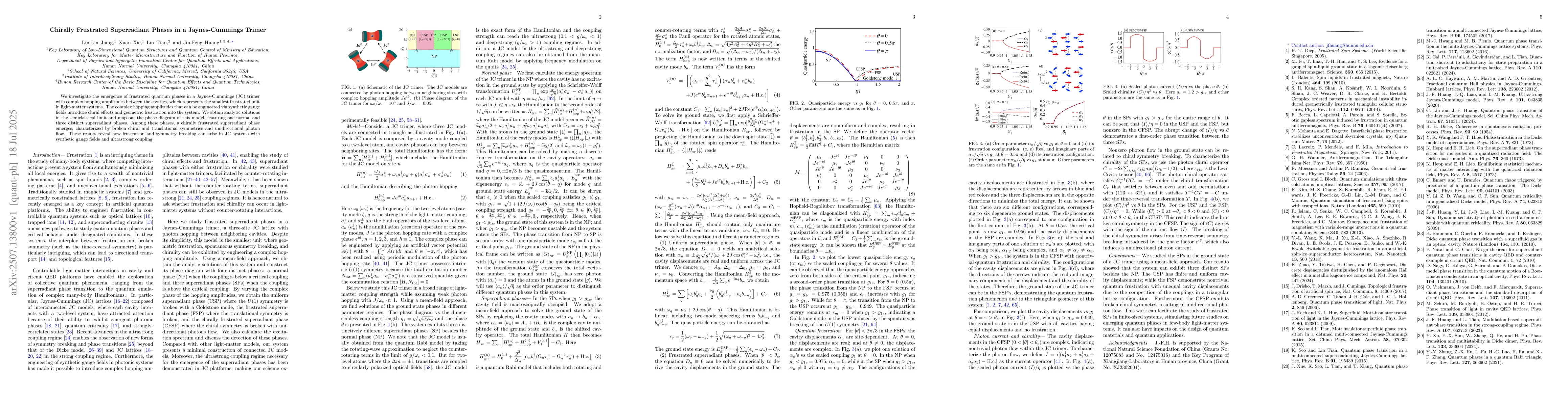 Thumbnail for Chirally Frustrated Superradiant Phases in a Jaynes-Cummings Trimer