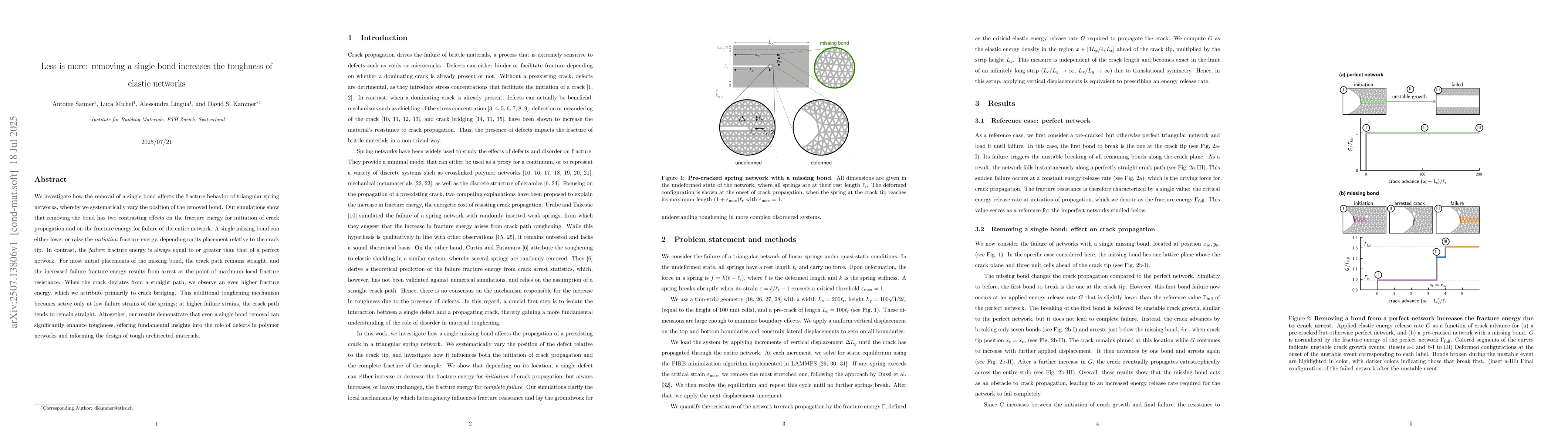 Thumbnail for Less is more: removing a single bond increases the toughness of elastic
  networks