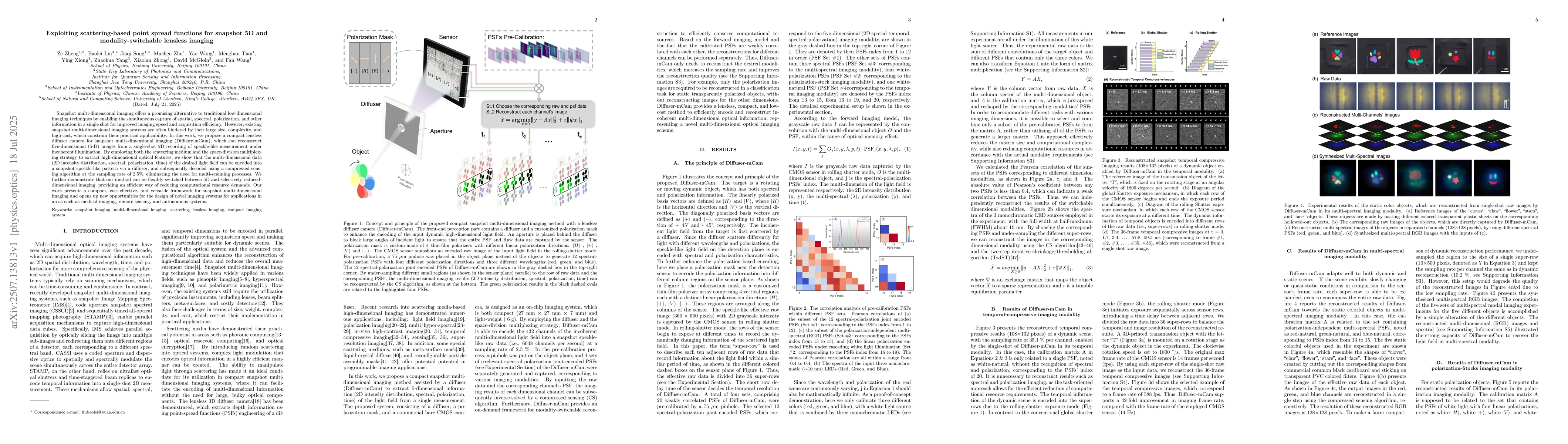 Thumbnail for Exploiting scattering-based point spread functions for snapshot 5D and
  modality-switchable lensless imaging