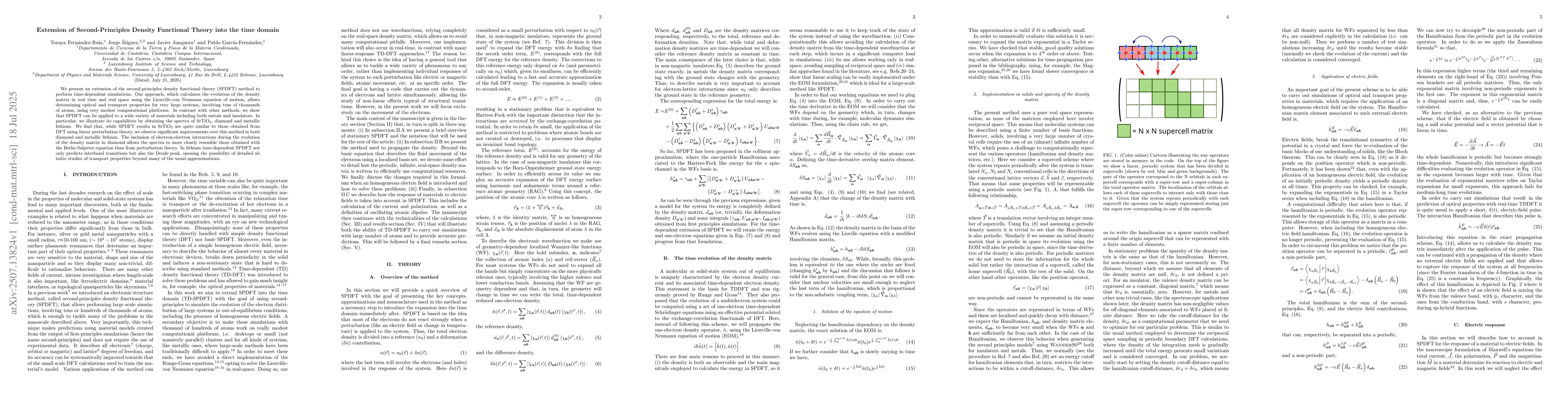Thumbnail for Extension of Second-Principles Density Functional Theory into the time
  domain