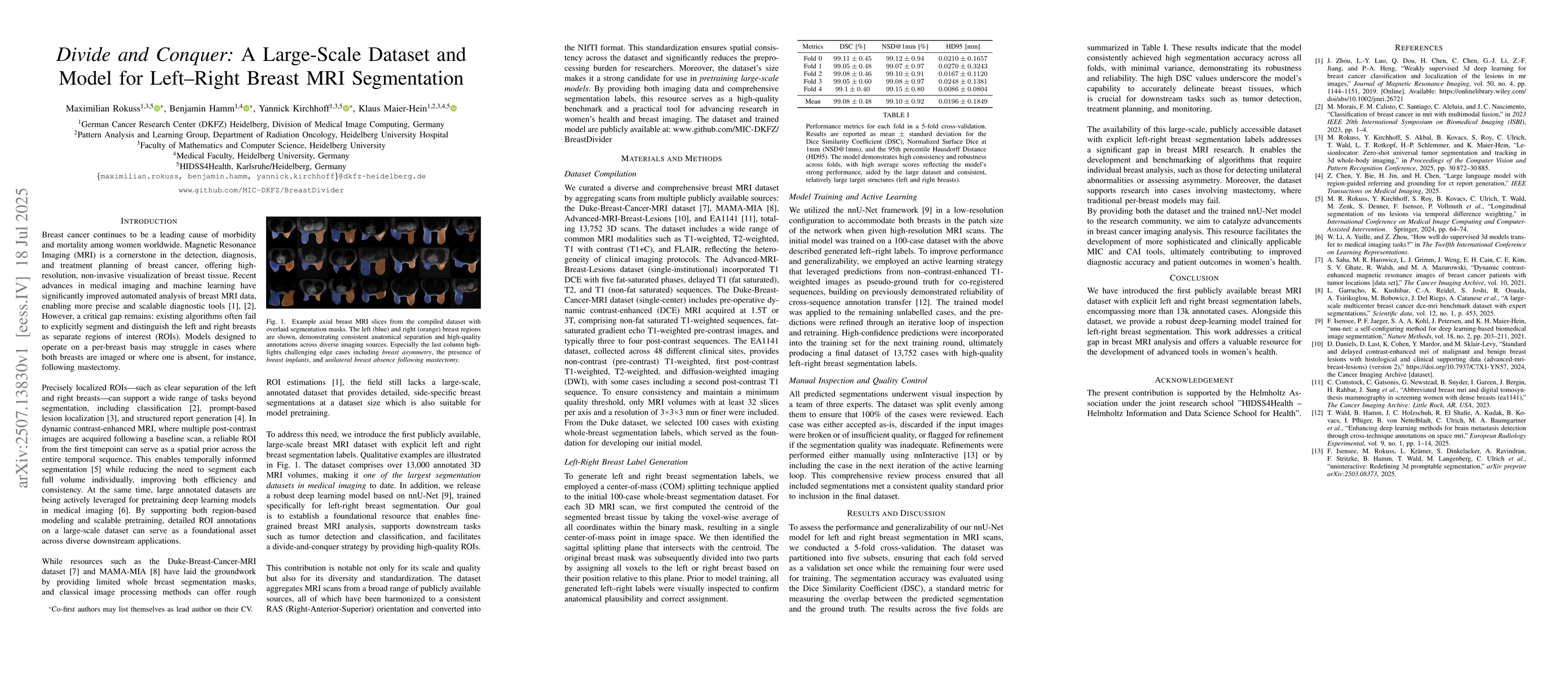 Thumbnail for Divide and Conquer: A Large-Scale Dataset and Model for Left-Right
  Breast MRI Segmentation
