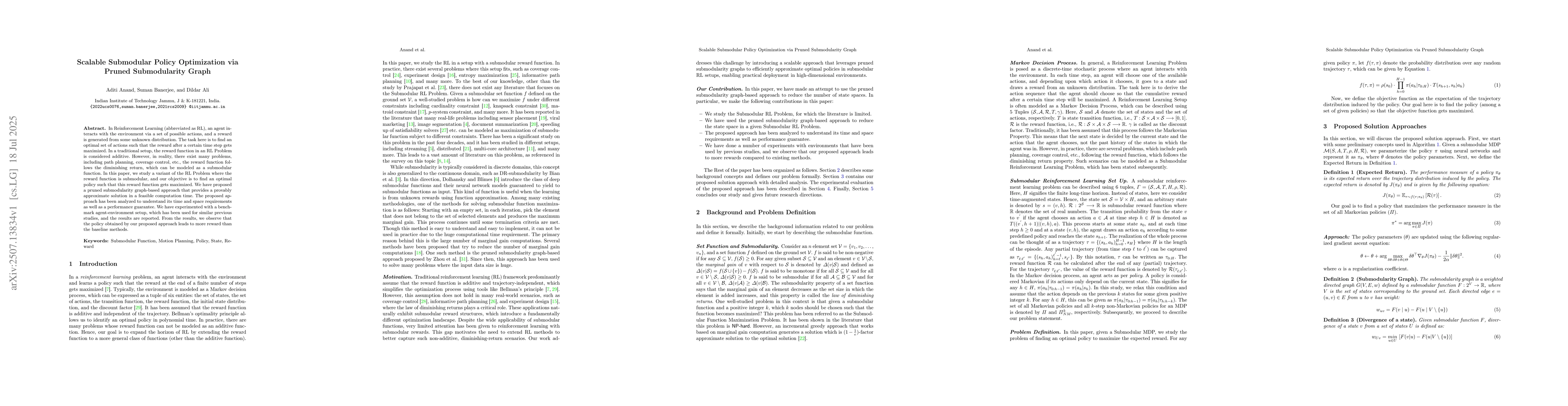 Thumbnail for Scalable Submodular Policy Optimization via Pruned Submodularity Graph