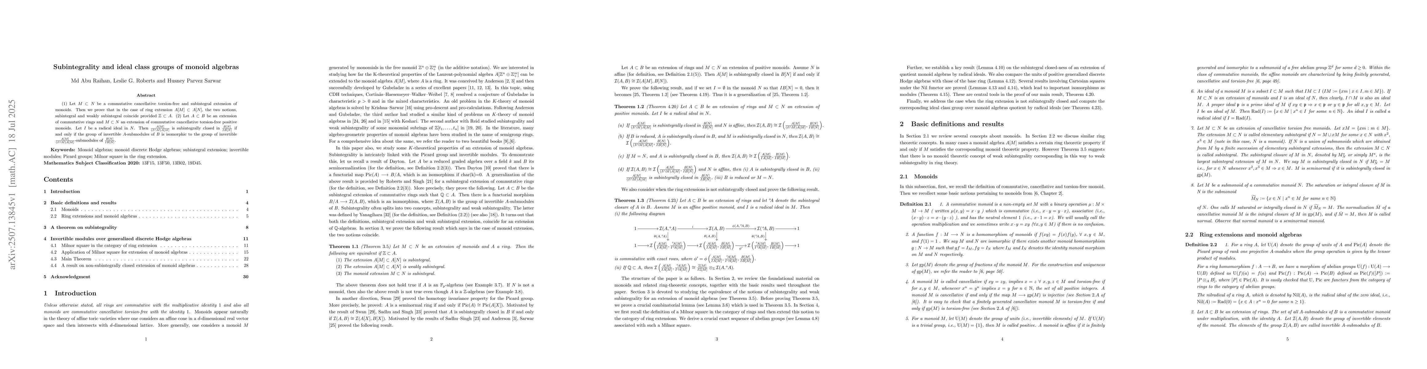 Thumbnail for Subintegrality and ideal class groups of monoid algebras