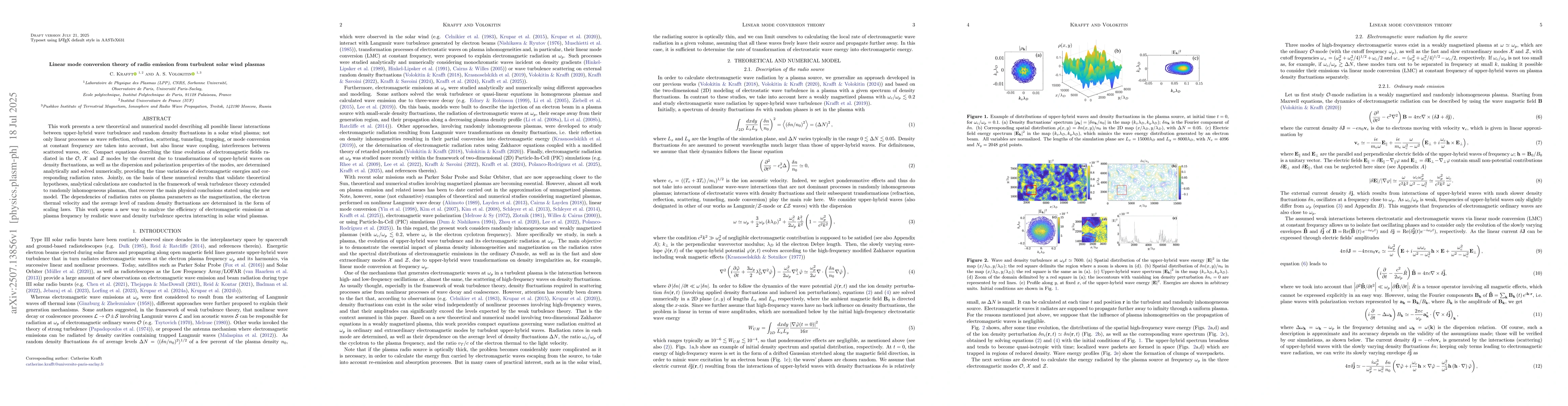 Thumbnail for Linear mode conversion theory of radio emission from turbulent solar
  wind plasmas