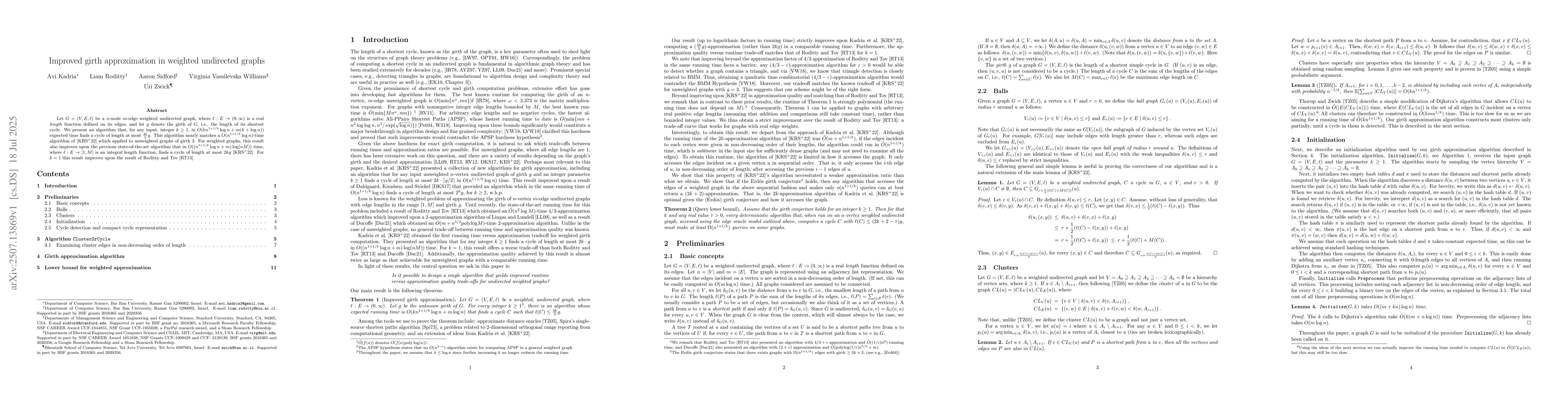 Thumbnail for Improved girth approximation in weighted undirected graphs