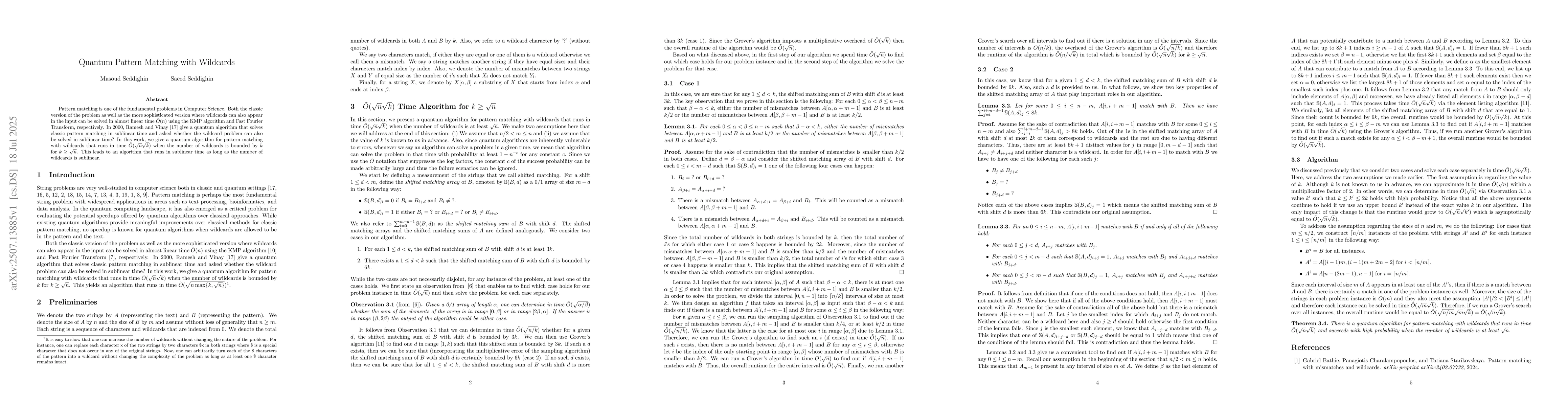 Thumbnail for Quantum Pattern Matching with Wildcards