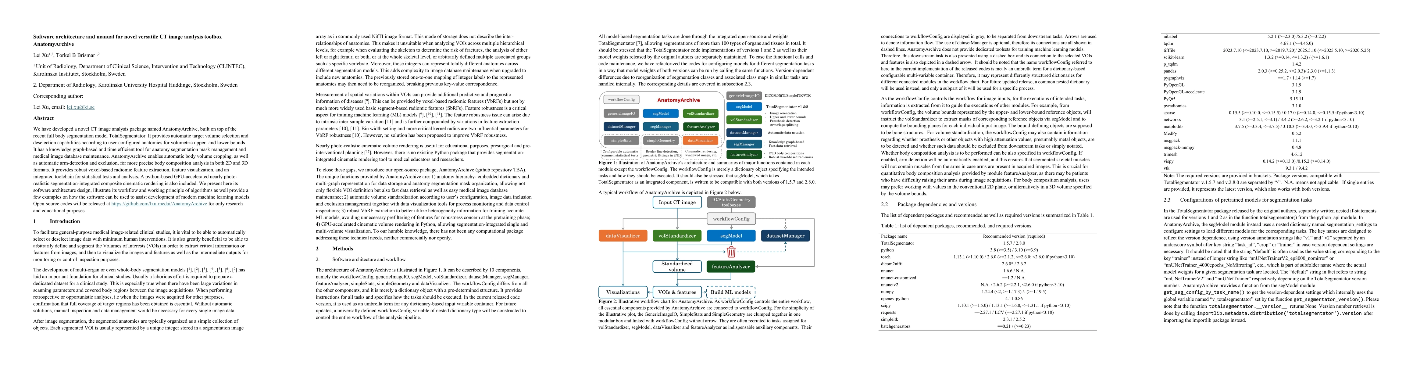 Thumbnail for Software architecture and manual for novel versatile CT image analysis
  toolbox -- AnatomyArchive