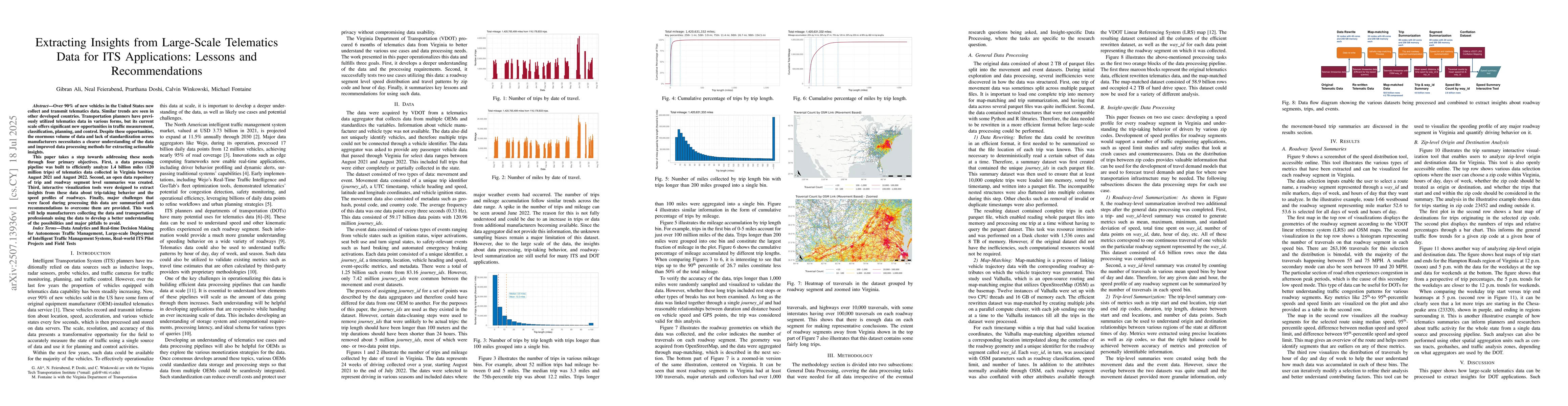 Thumbnail for Extracting Insights from Large-Scale Telematics Data for ITS
  Applications: Lessons and Recommendations