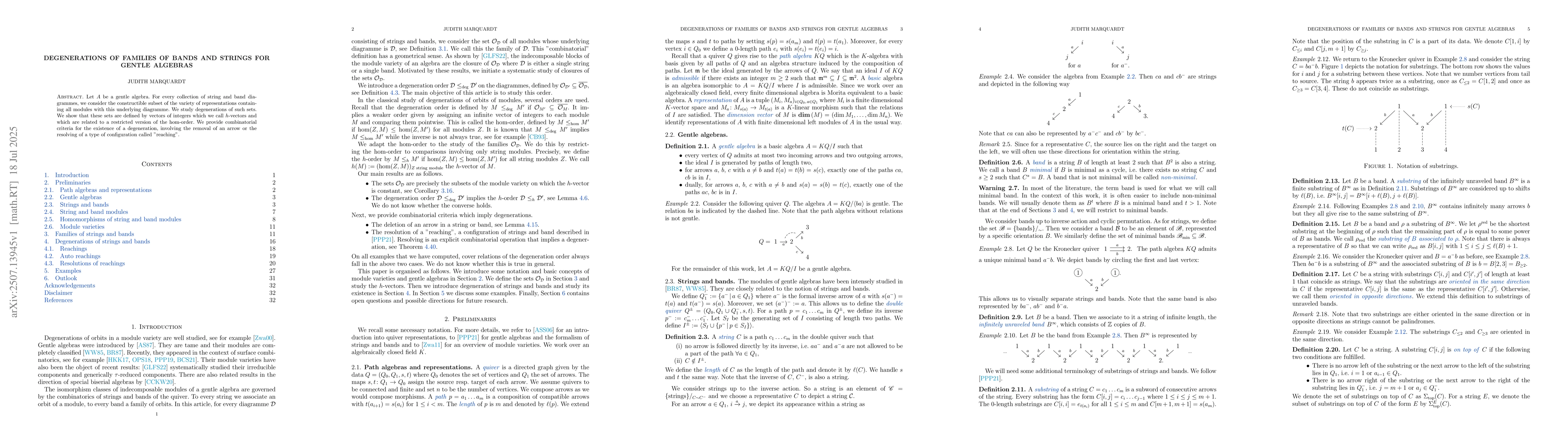 Thumbnail for Degenerations of families of bands and strings for gentle algebras