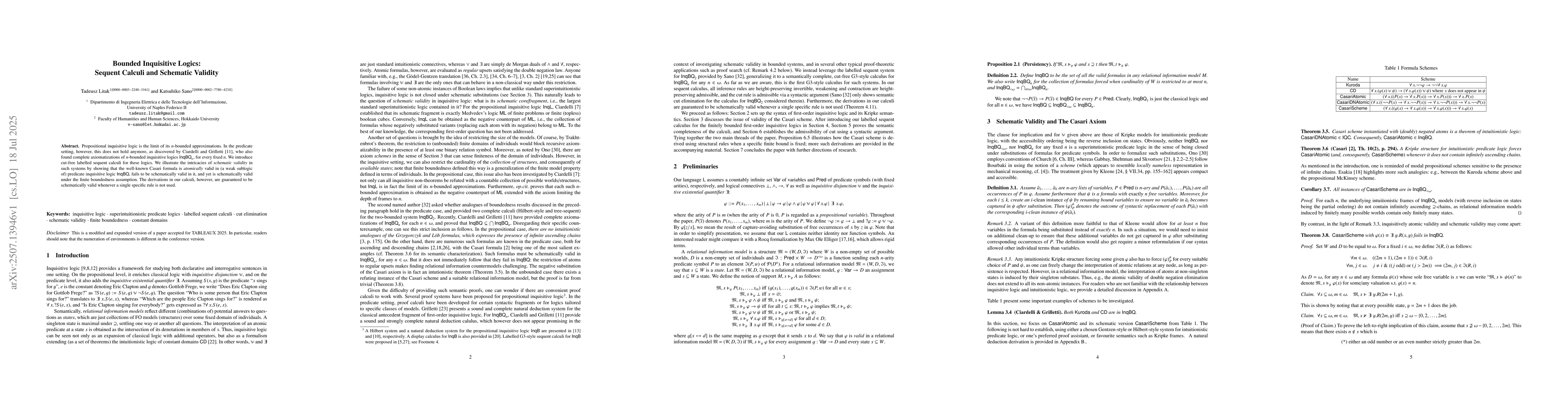 Thumbnail for Bounded Inquisitive Logics: Sequent Calculi and Schematic Validity