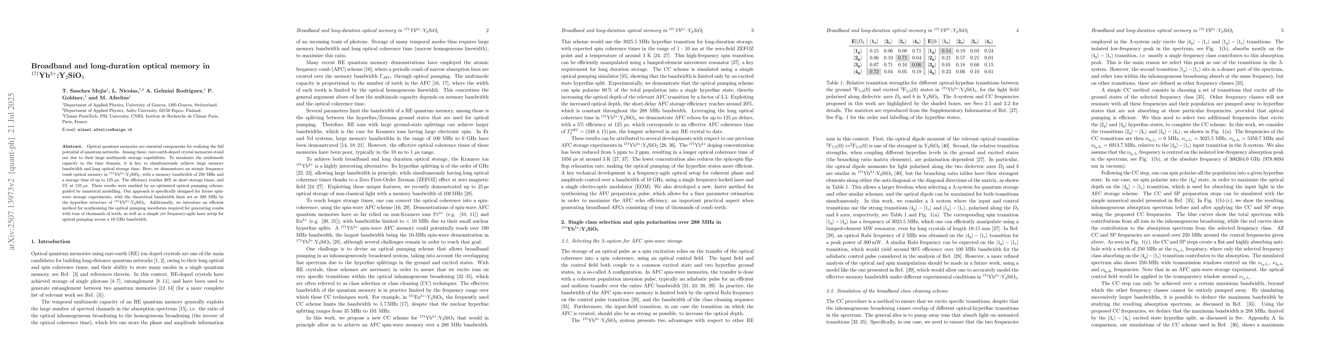 Thumbnail for Broadband and long-duration optical memory in Yb:YSO