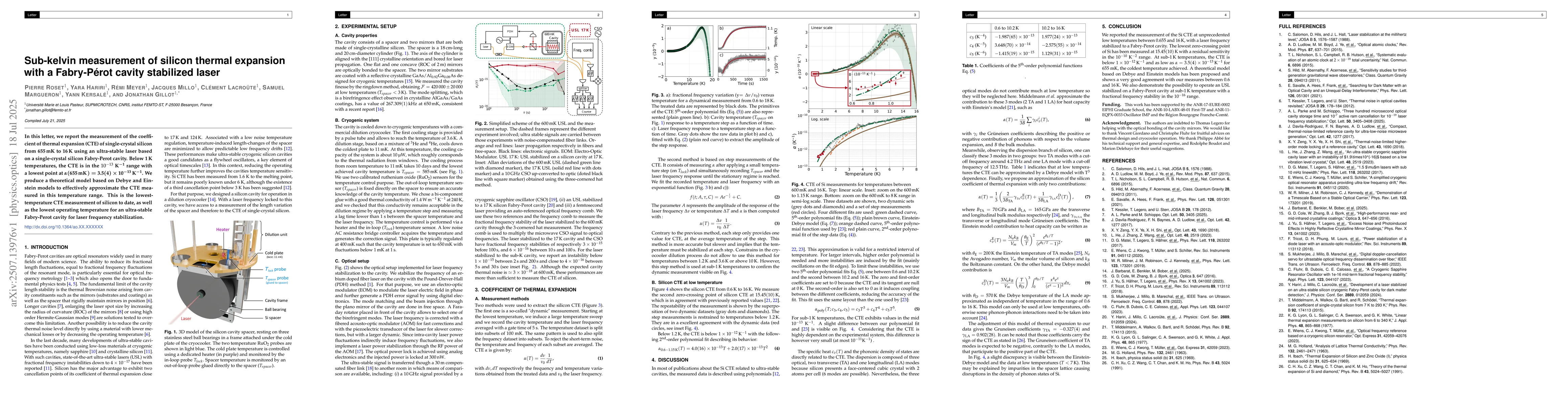 Thumbnail for Sub-kelvin measurement of silicon thermal expansion with a Fabry-Pérot
  cavity stabilized laser