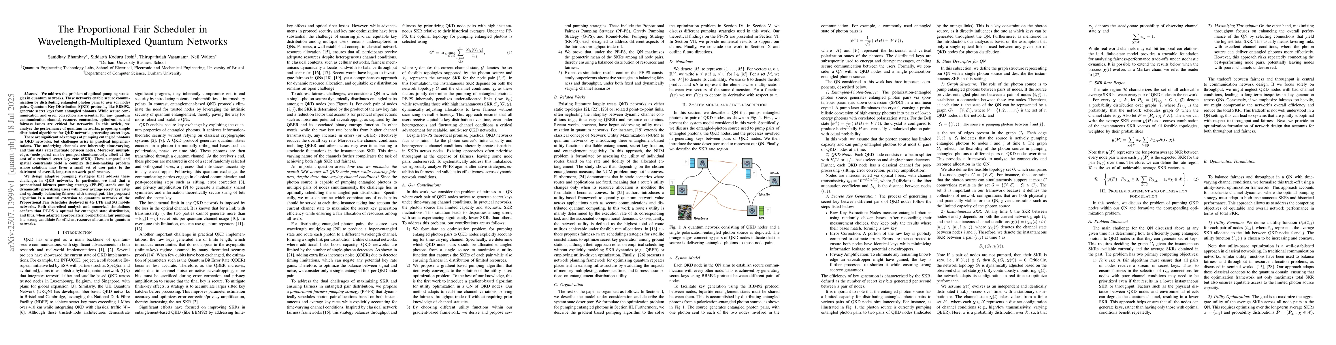 Thumbnail for The Proportional Fair Scheduler in Wavelength-Multiplexed Quantum
  Networks