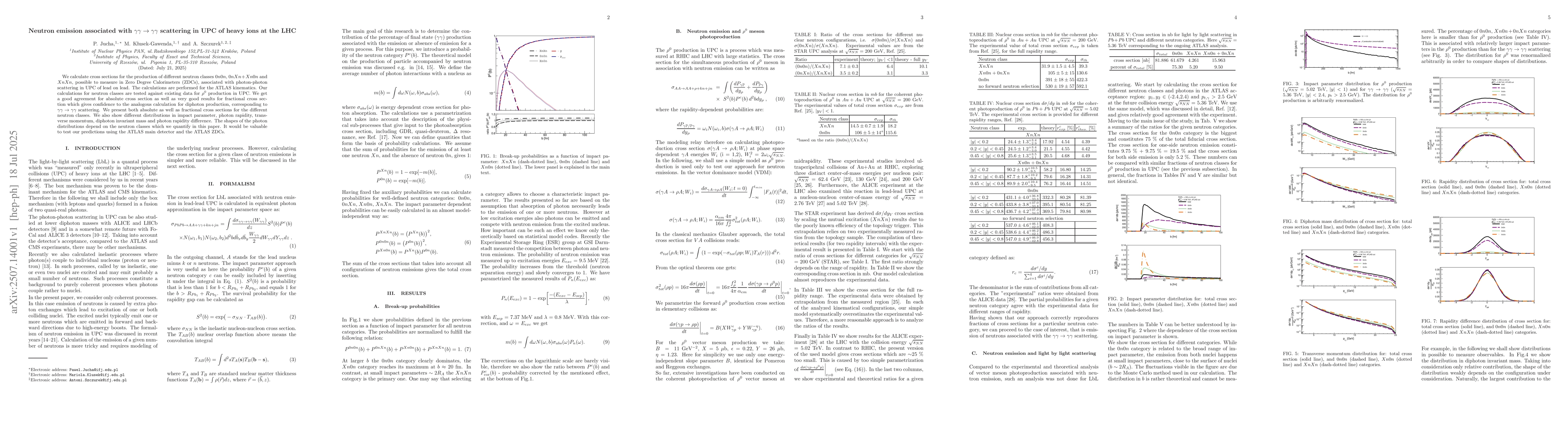 Thumbnail for Neutron emission associated with $γγ\toγγ$
  scattering in UPC of heavy ions at the LHC