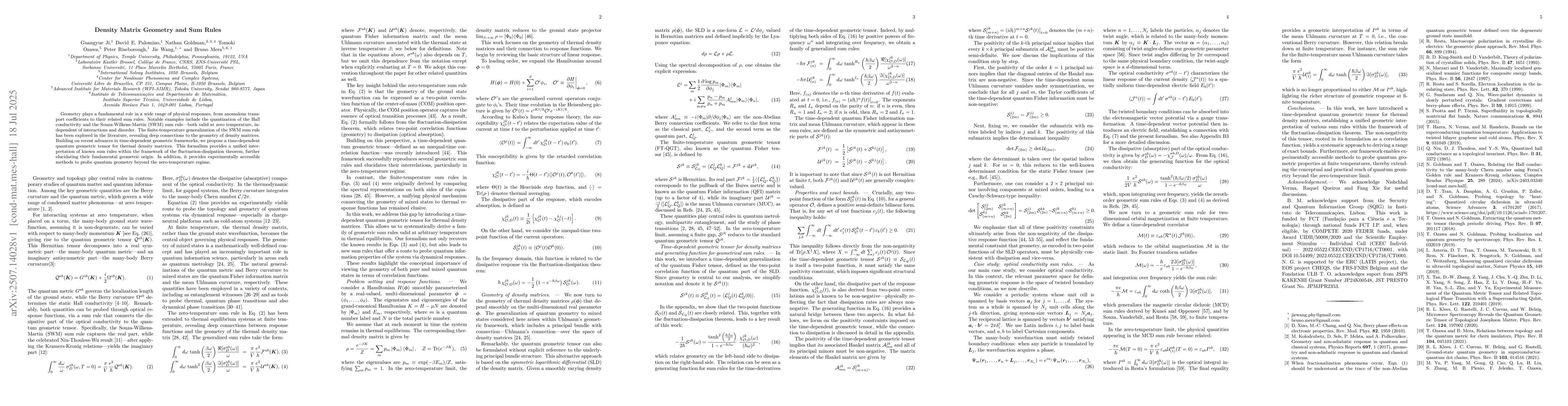 Thumbnail for Density Matrix Geometry and Sum Rules