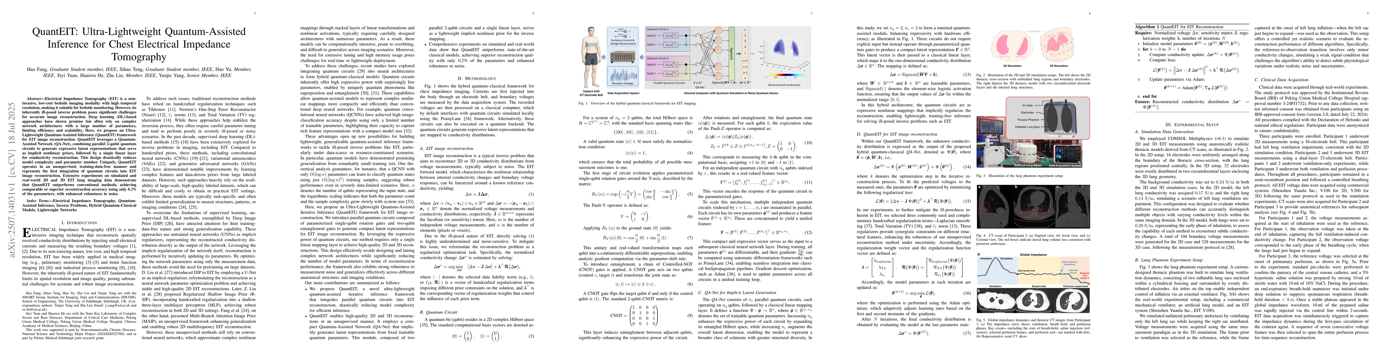Thumbnail for QuantEIT: Ultra-Lightweight Quantum-Assisted Inference for Chest
  Electrical Impedance Tomography