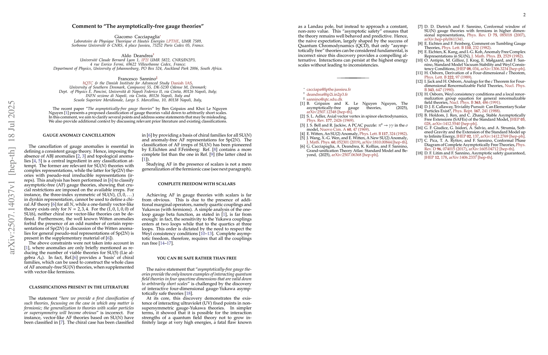 Thumbnail for Comment to "The asymptotically-free gauge theories"