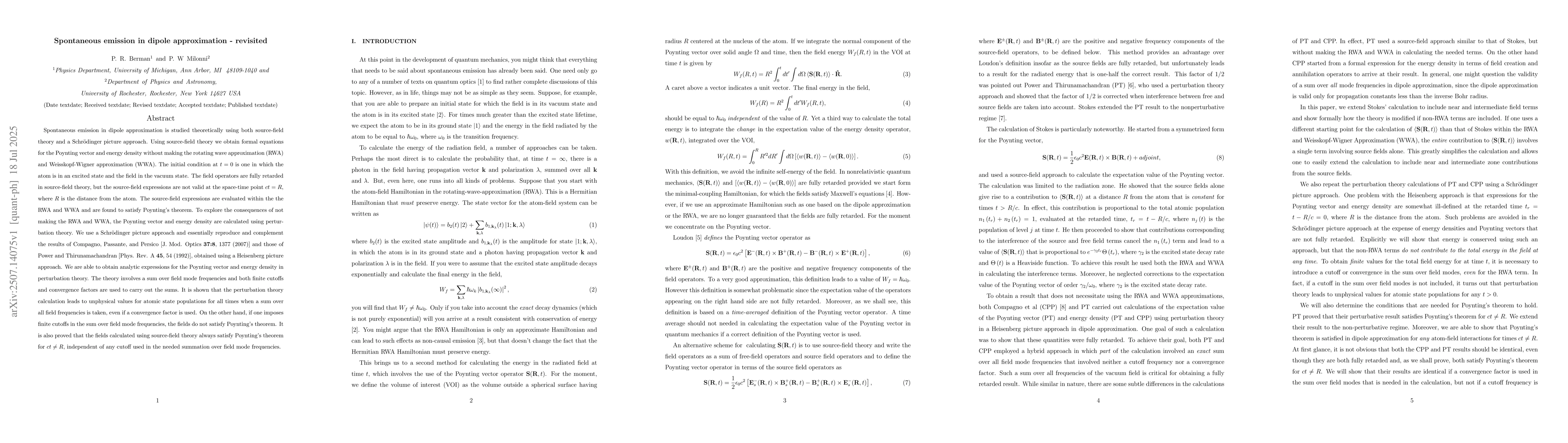 Thumbnail for Spontaneous emission in dipole approximation -- revisited