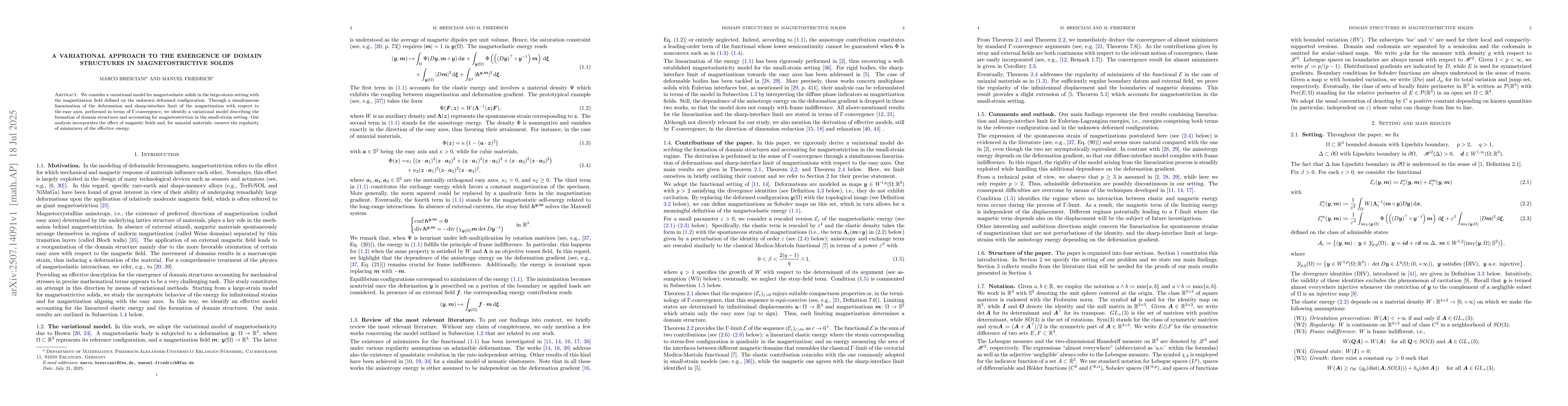 Thumbnail for A variational approach to the emergence of domain structures in
  magnetostrictive solids