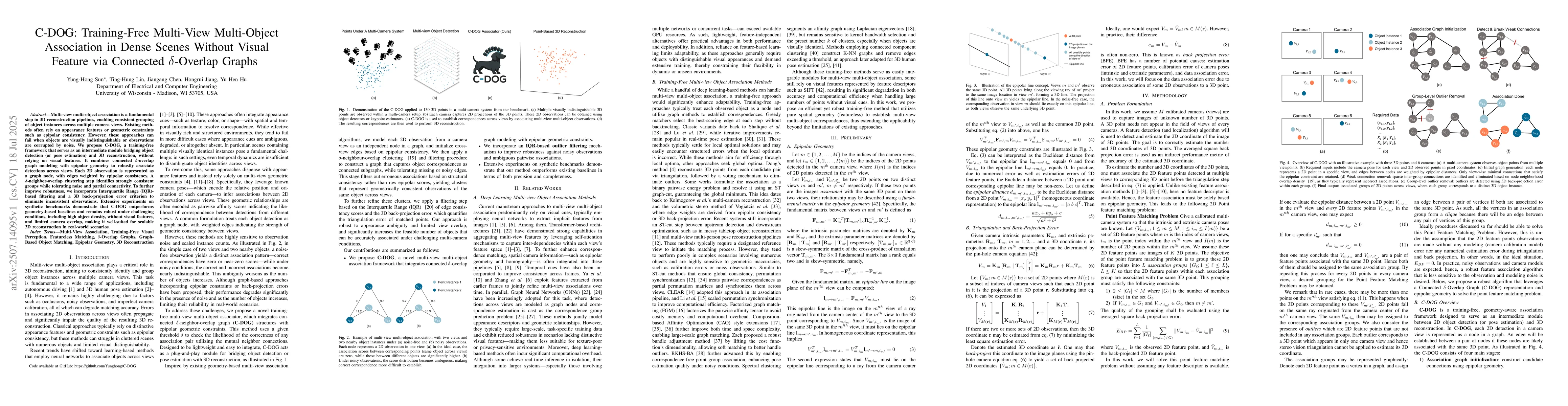 Thumbnail for C-DOG: Training-Free Multi-View Multi-Object Association in Dense Scenes
  Without Visual Feature via Connected δ-Overlap Graphs