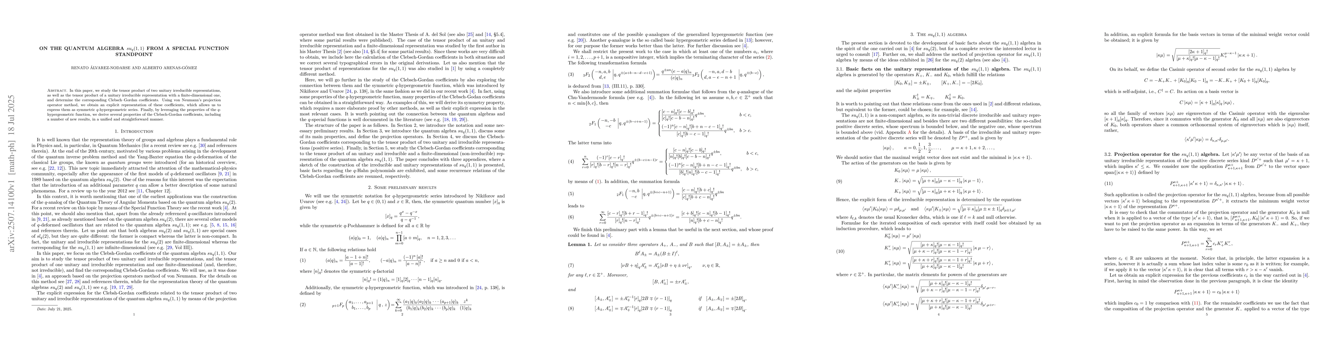 Thumbnail for On the quantum algebra $su_q(1,1)$ from a Special Function standpoint
