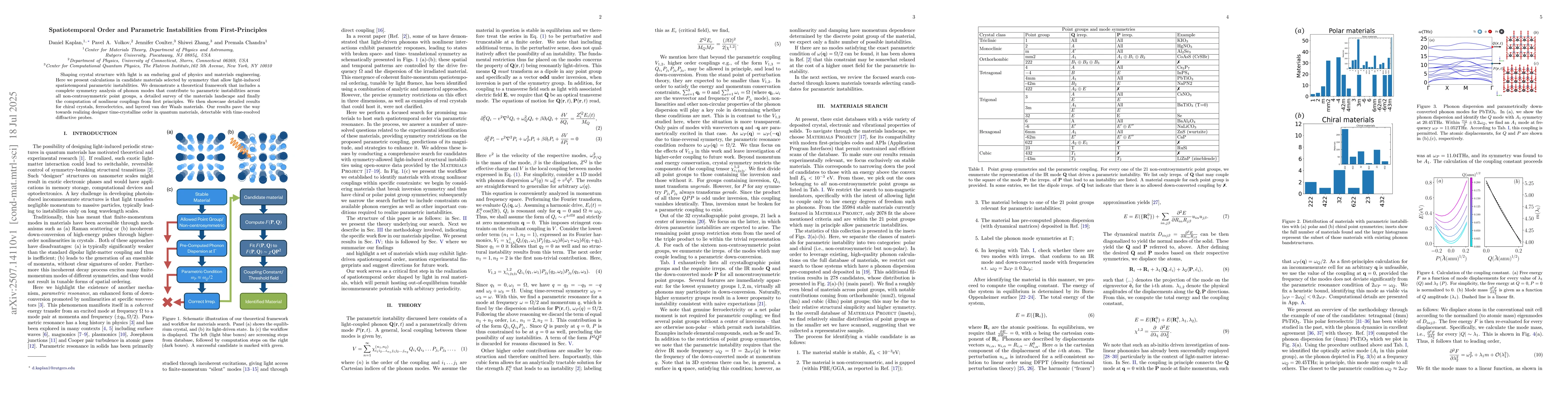 Thumbnail for Spatiotemporal Order and Parametric Instabilities from First-Principles
