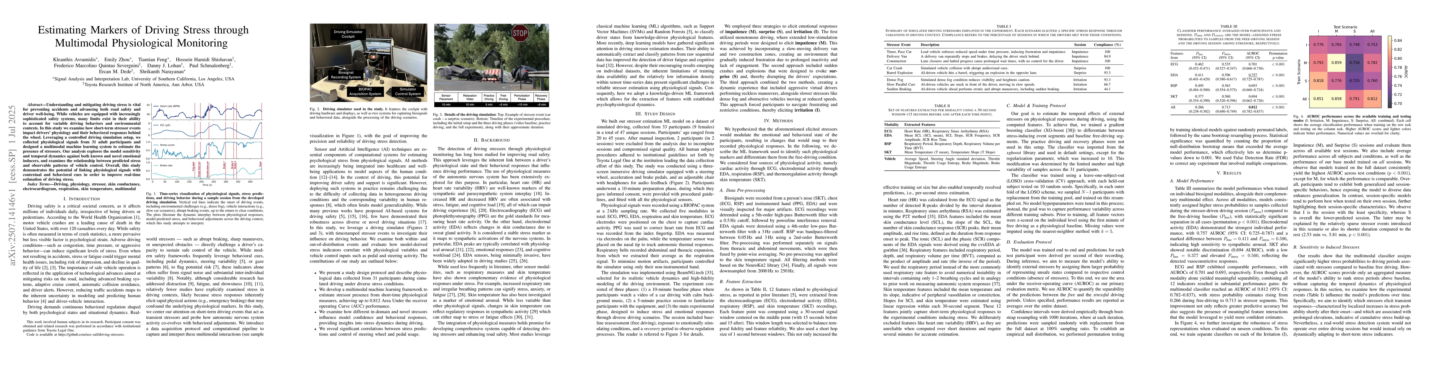 Thumbnail for Estimating Markers of Driving Stress through Multimodal Physiological
  Monitoring