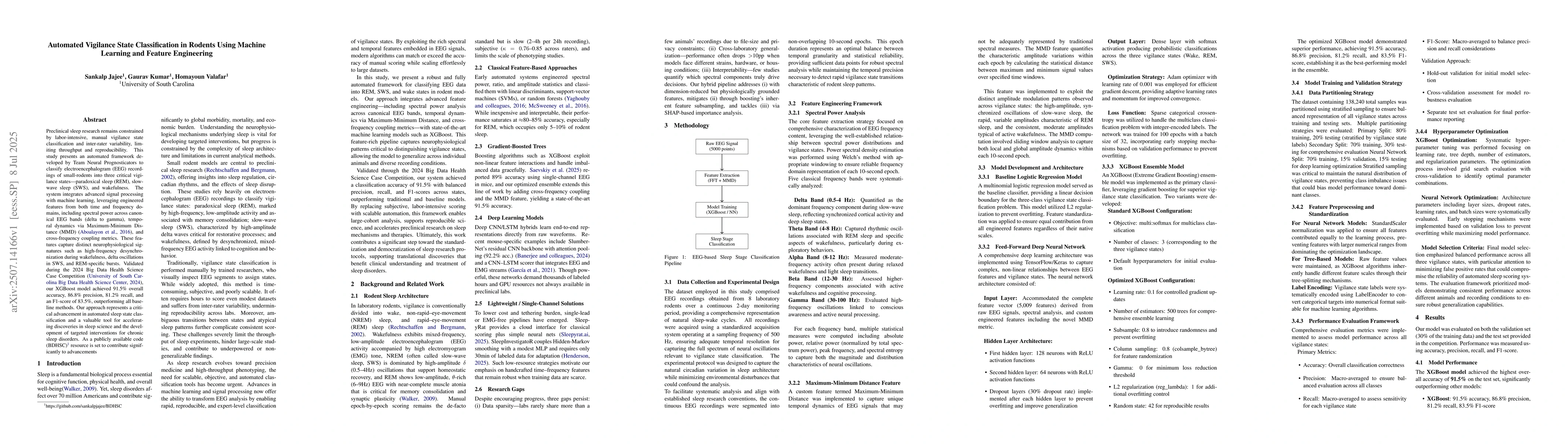 Thumbnail for Automated Vigilance State Classification in Rodents Using Machine
  Learning and Feature Engineering
