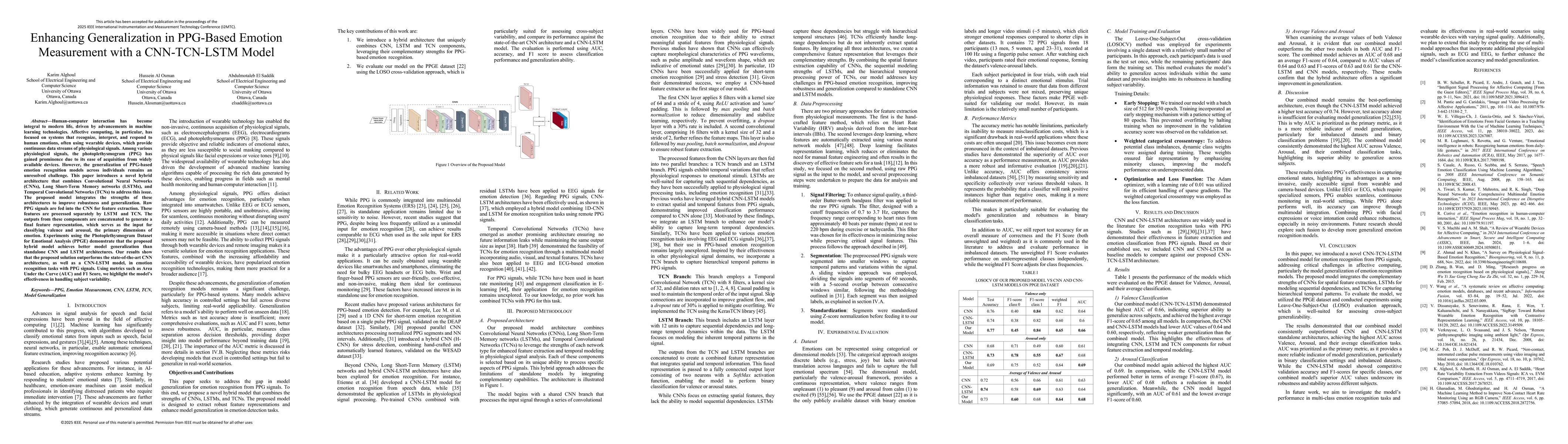 Thumbnail for Enhancing Generalization in PPG-Based Emotion Measurement with a
  CNN-TCN-LSTM Model