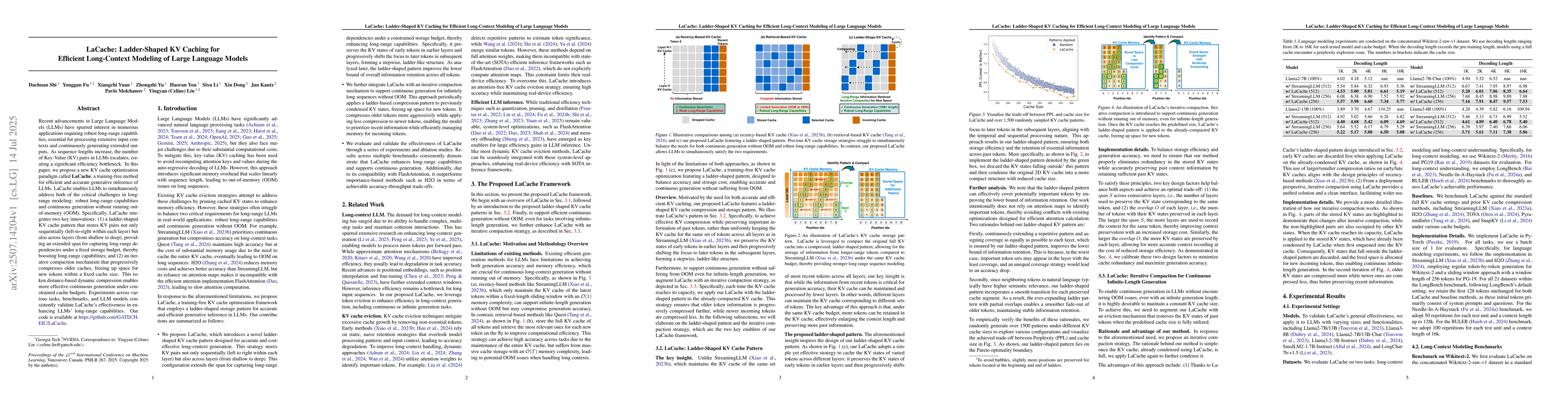 Thumbnail for LaCache: Ladder-Shaped KV Caching for Efficient Long-Context Modeling of
  Large Language Models