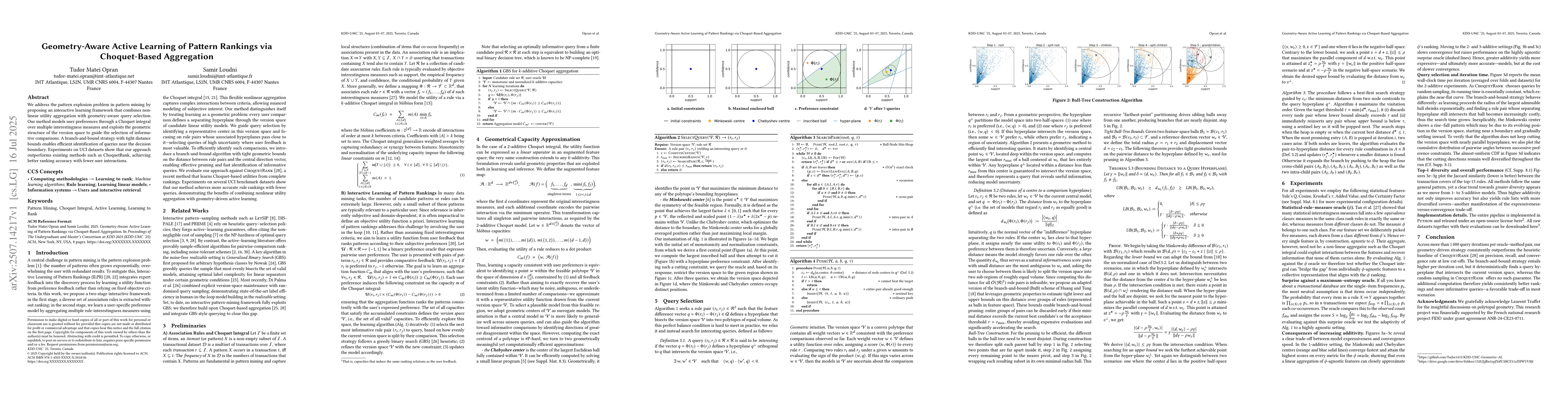 Thumbnail for Geometry-Aware Active Learning of Pattern Rankings via Choquet-Based
  Aggregation
