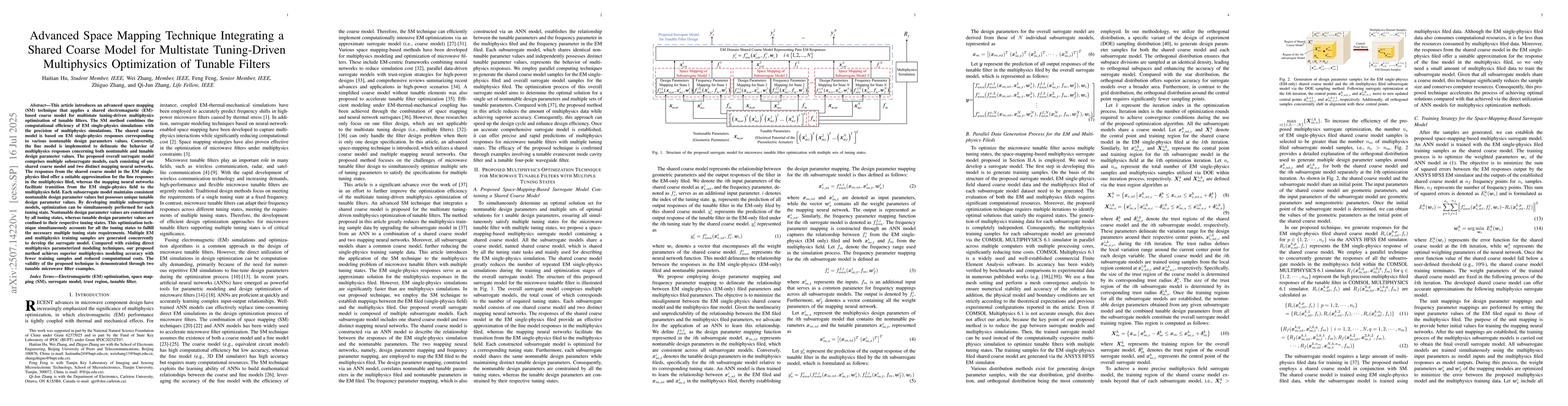 Thumbnail for Advanced Space Mapping Technique Integrating a Shared Coarse Model for
  Multistate Tuning-Driven Multiphysics Optimization of Tunable Filters