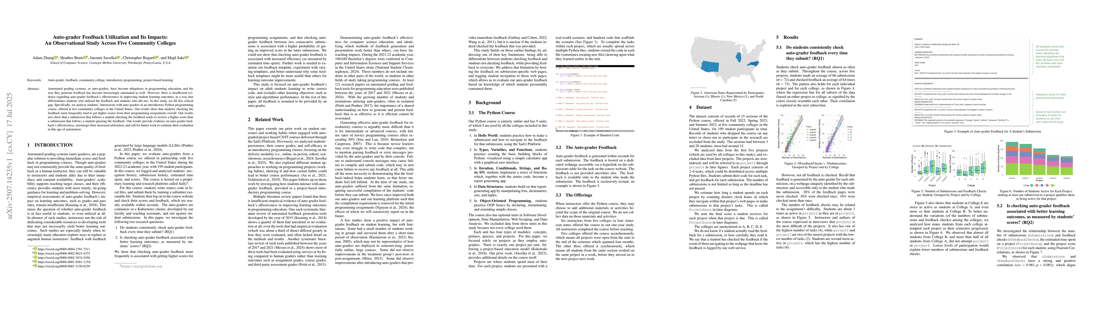 Thumbnail for Auto-grader Feedback Utilization and Its Impacts: An Observational Study
  Across Five Community Colleges