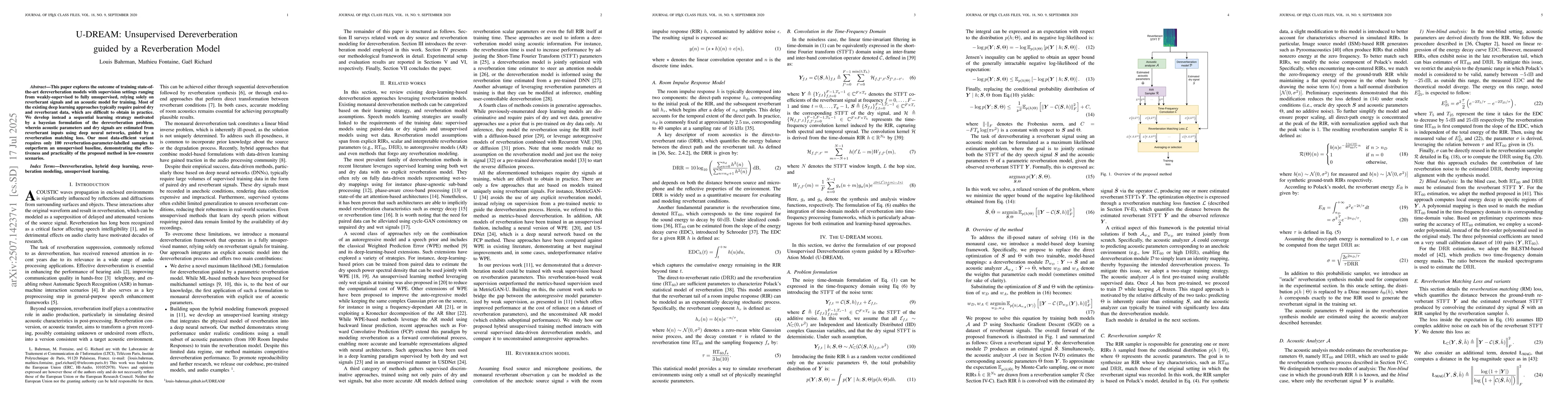 Thumbnail for U-DREAM: Unsupervised Dereverberation guided by a Reverberation Model