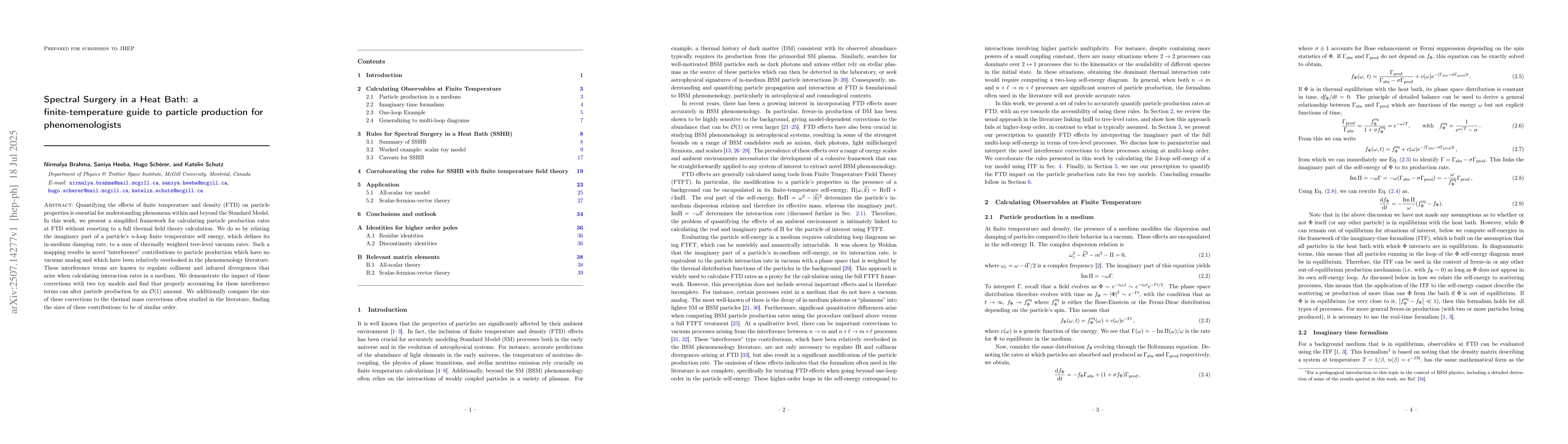 Thumbnail for Spectral Surgery in a Heat Bath: a finite-temperature guide to particle
  production for phenomenologists