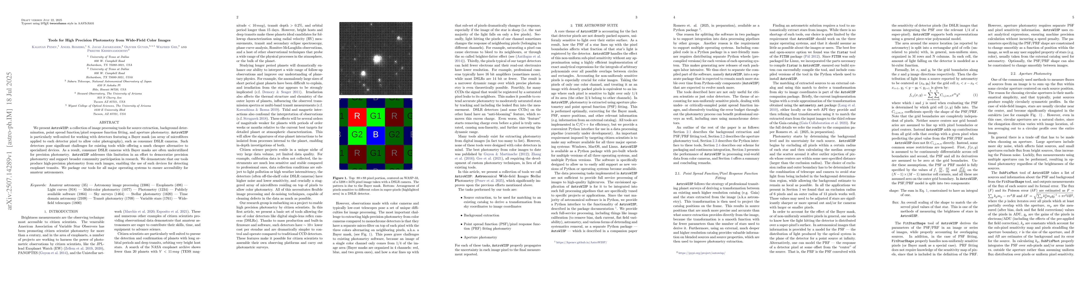 Thumbnail for Tools for High Precision Photometry from Wide-Field Color Images